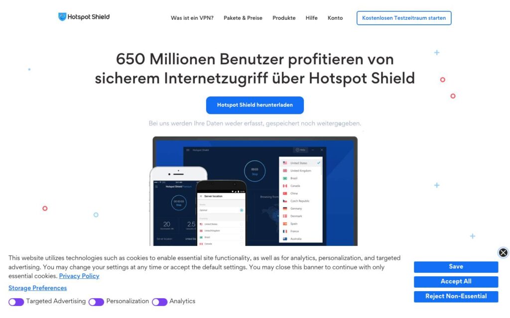 Hotspot Shield Screenshot