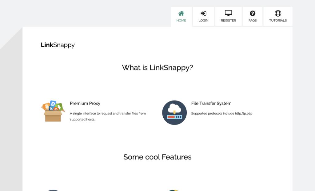 Startseite des Multihosters Linksnappy
